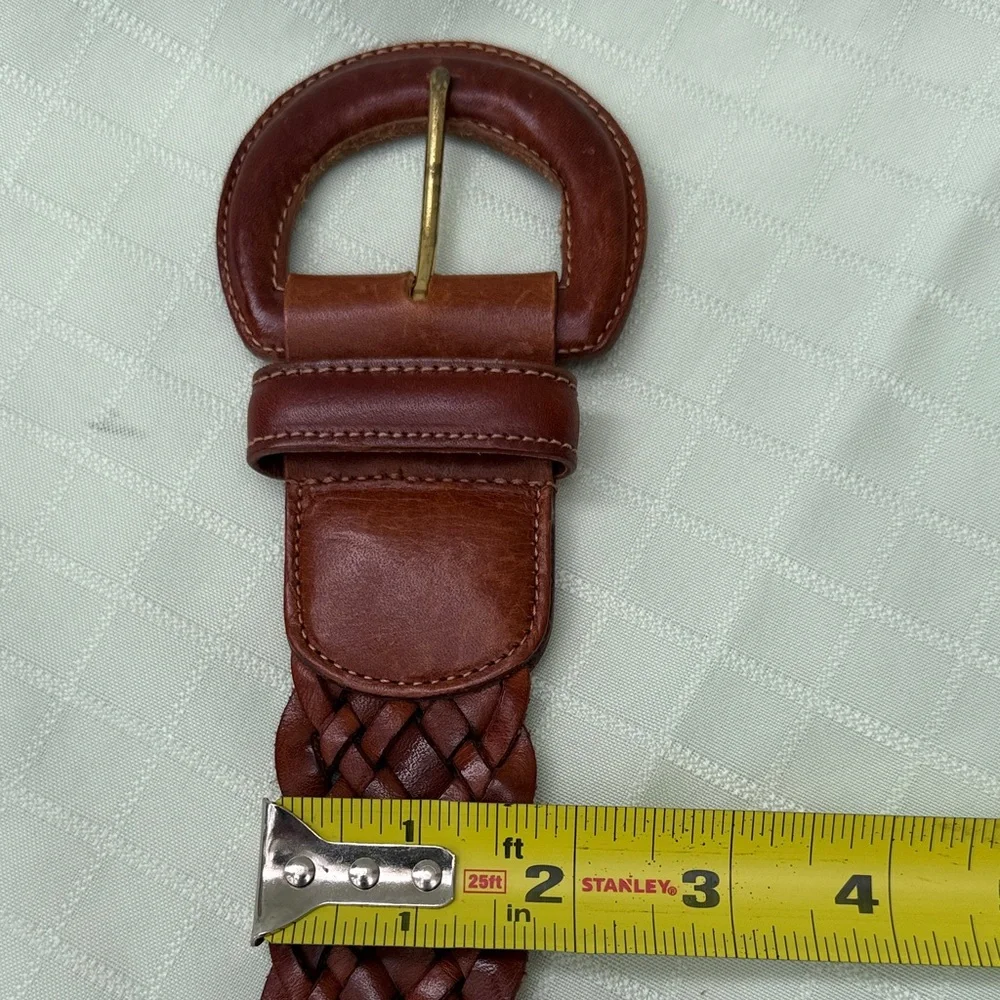 Vintage Coach British Tan Braided Wide Leather Belt